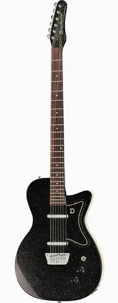 Danelectro 56 Baritone Black Metal Flake set forfra