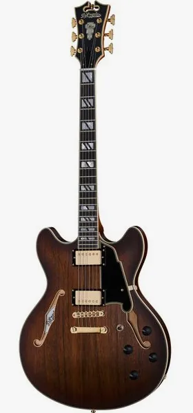 DAngelico Deluxe DC Satin Brown Burst set forfra