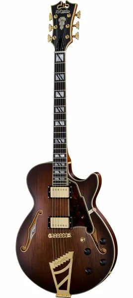 DAngelico Deluxe SS Satin Brown Burst set forfra