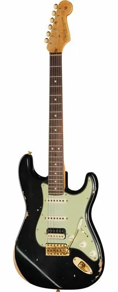 Fender 63 Strat RW Black Relic HSS set forfra