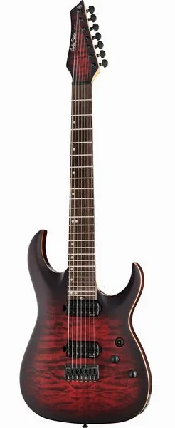 Harley Benton Amarok-7  BKRD Quilted Burst set forfra