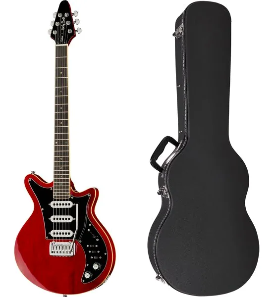 Harley Benton BM-75 Trans Red Deluxe w/Case set forfra