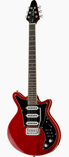Harley Benton BM-75 Trans Red Deluxe Series set forfra