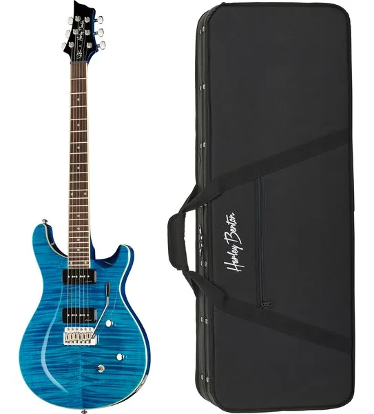 Harley Benton CST-24T P90 Ocean Flame w/Case set forfra