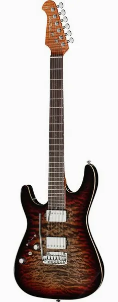 Harley Benton Fusion-IV HH LH RW QDG set forfra