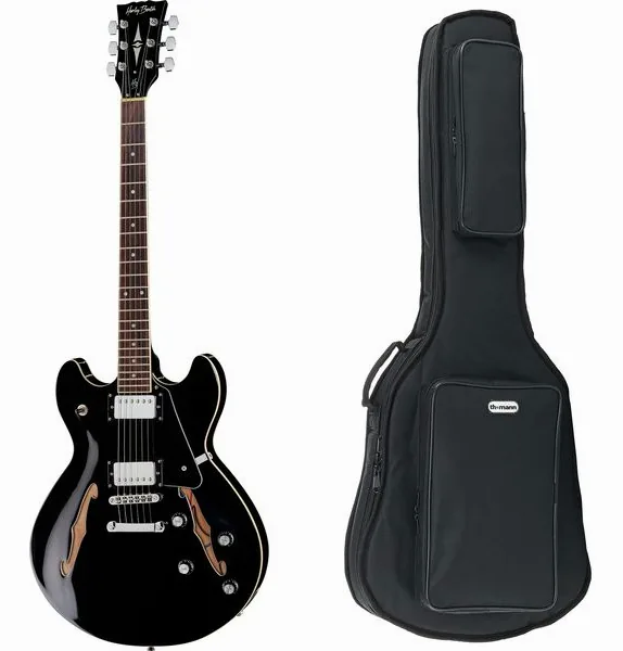 Harley Benton HB-35 BK Vintage Series w/Bag set forfra