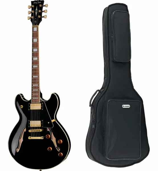 Harley Benton HB-35Plus Black w/Bag set forfra