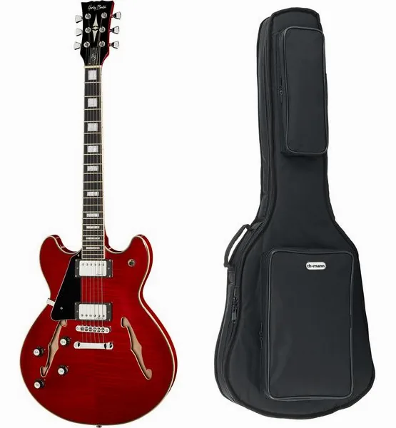 Harley Benton HB-35Plus LH Cherry w/Bag set forfra