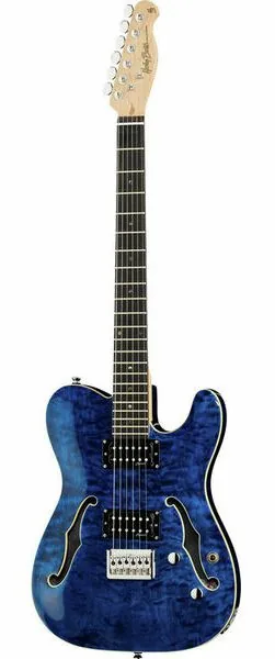 Harley Benton TE-90QM HH Trans Blue set forfra