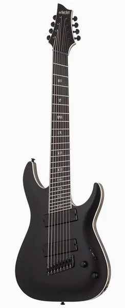 Schecter C-8 MS SLS Elite Evil Twin SBK set forfra